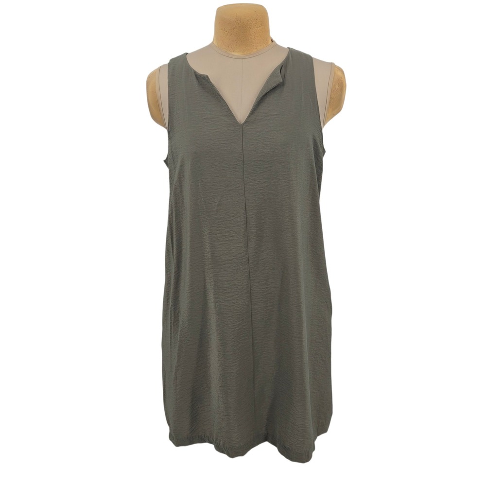 Banana Republic Shift Dress Women L Green Sleeveless V-Neck Casual Summer Earthy
